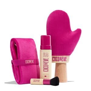 Coco & Eve Bali Bae Self Tan Set Dark Bronzing Foam Mitt Back Applicator New